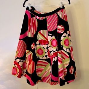 Becky & Max Black, Pink, Green Retro Polka Dot Wrap Circle Skirt Size 6